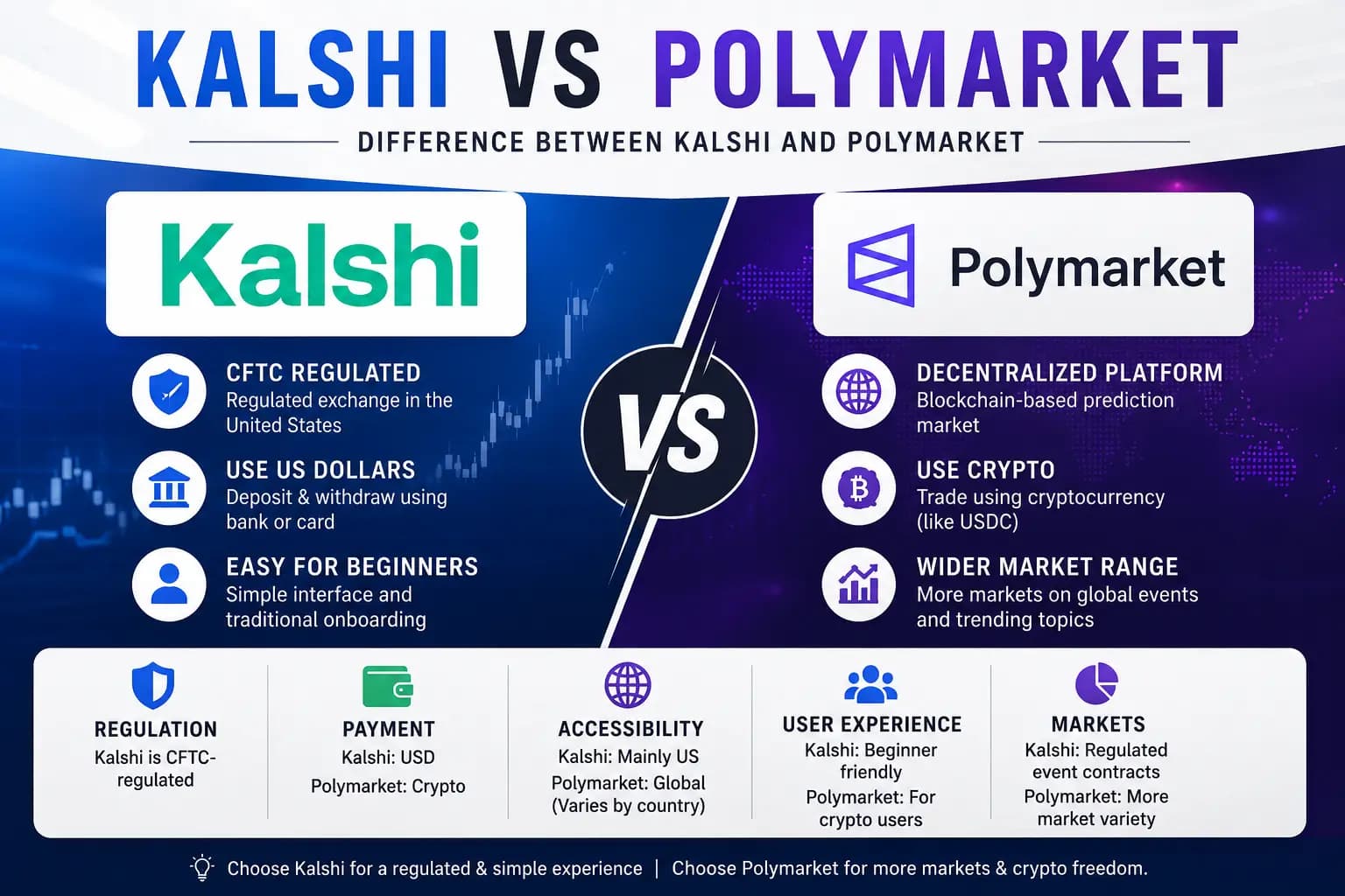 Difference Between Kalshi and Polymarket (2026 Guide)